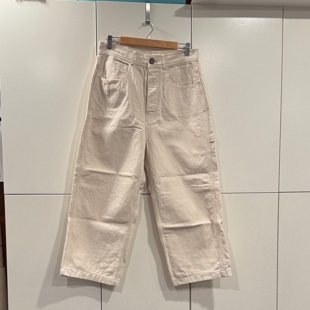 High-Rise Off White Wide-Leg Cream Utility Pants EUC sz12